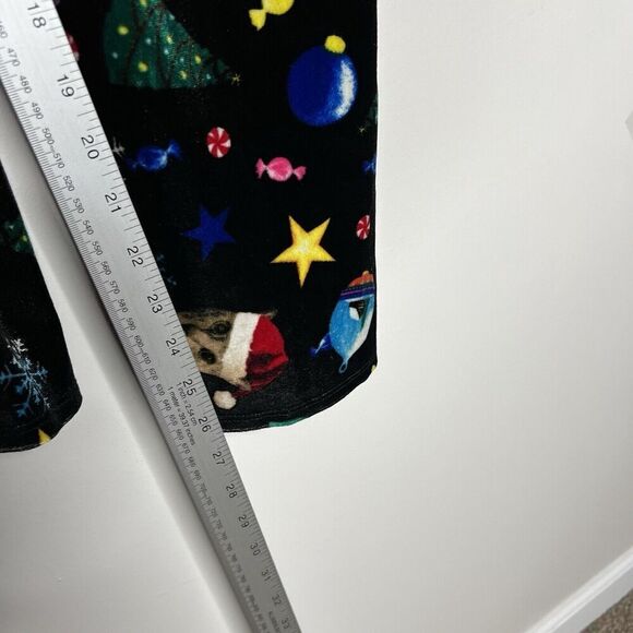 Love On A Hanger Overalls Womens Large‎ Black Velour Christmas Kitty Cat Santa - Picture 7 of 14